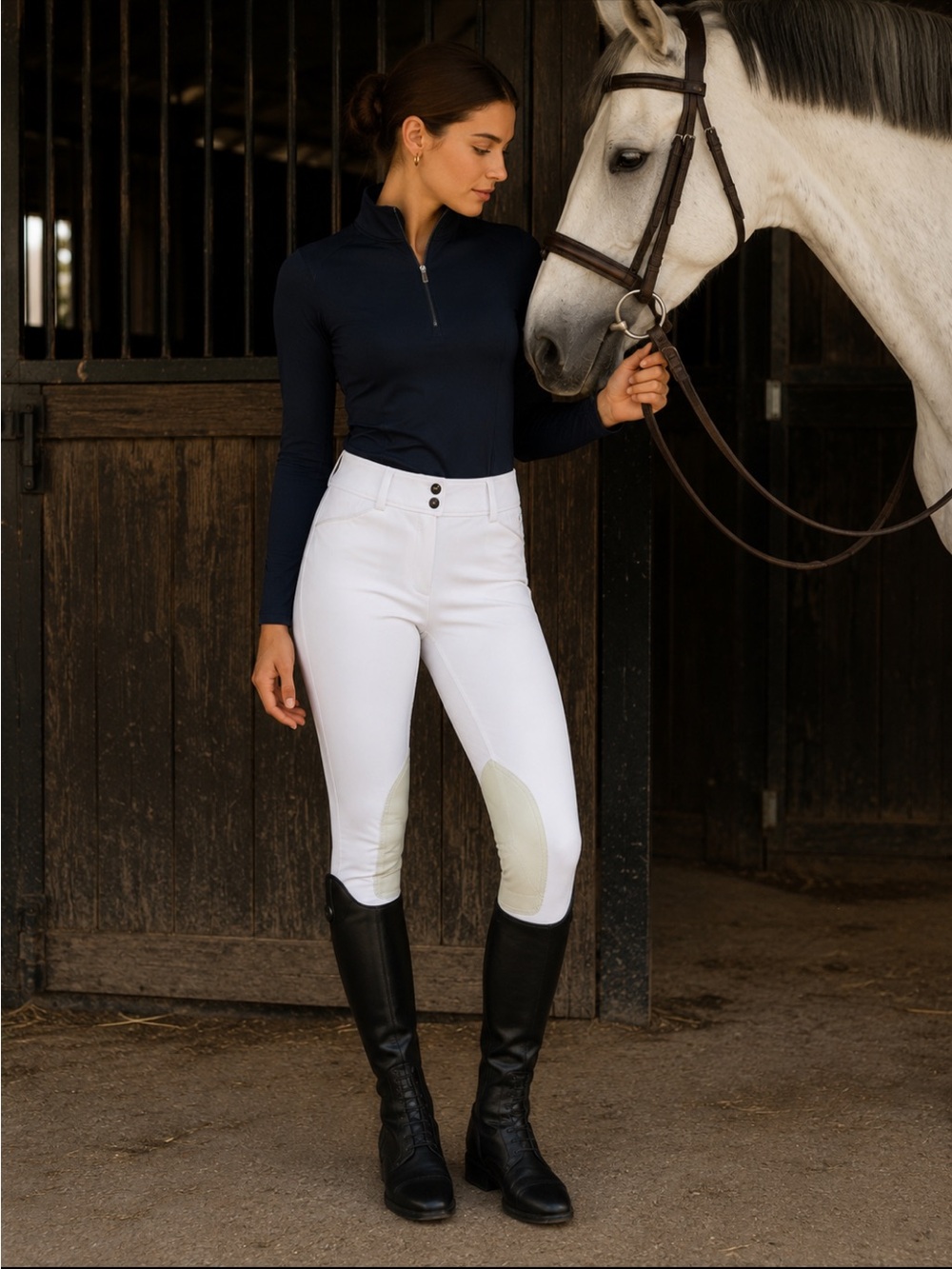 R.J. Classics Prestige Collection Gulf Show Breeches Knee Patch White 30R